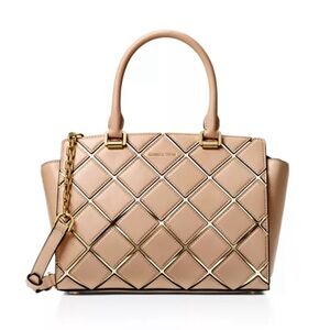 ❤️NWOT MK SELMA SATCHEL. PALE PINK W/GOLD METALLIC “QUILTING”